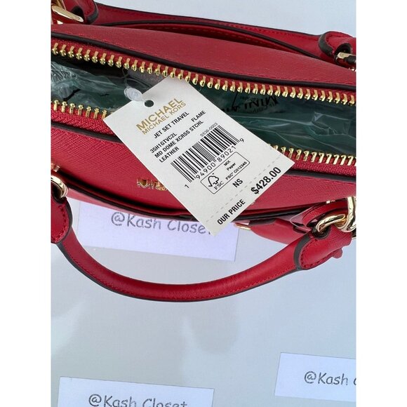 Michael Kors satchel dome purse jet set medium bag flame - Picture 8 of 11